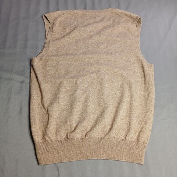 Kallspin Sweater Vest Mens M Cashmere Wool Classic Stretch Preppy Beige V Neck - Picture 5 of 9